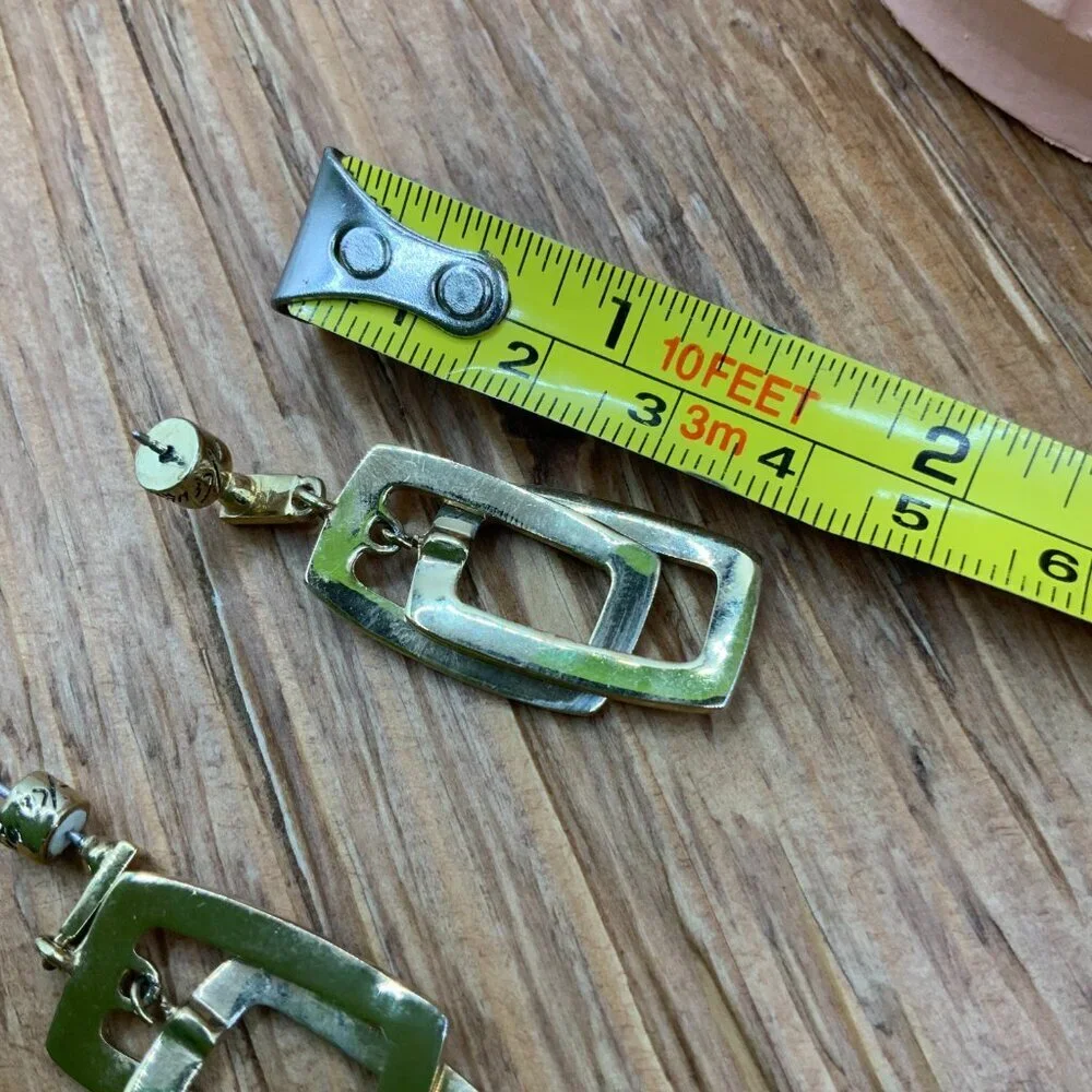 Kenneth Cole New York Gold Tone Rectangle Link Drop Earrings